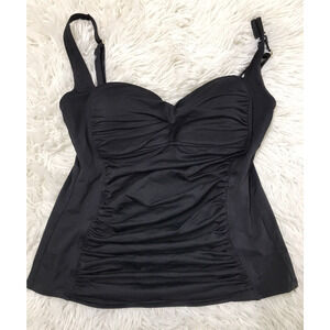 La Blanca Rod Beattie Swim Top Swimsuit Tankini Sz 8 Black Twist Front Bikini